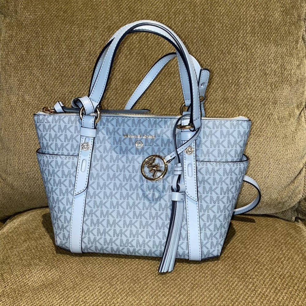 Michael Kors Convertible Tote Crossbody Bag light blue